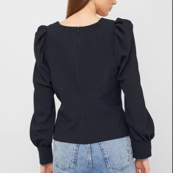 Zara Voluminous Sleeve Top, Dark Blue, Size S - Picture 2 of 11